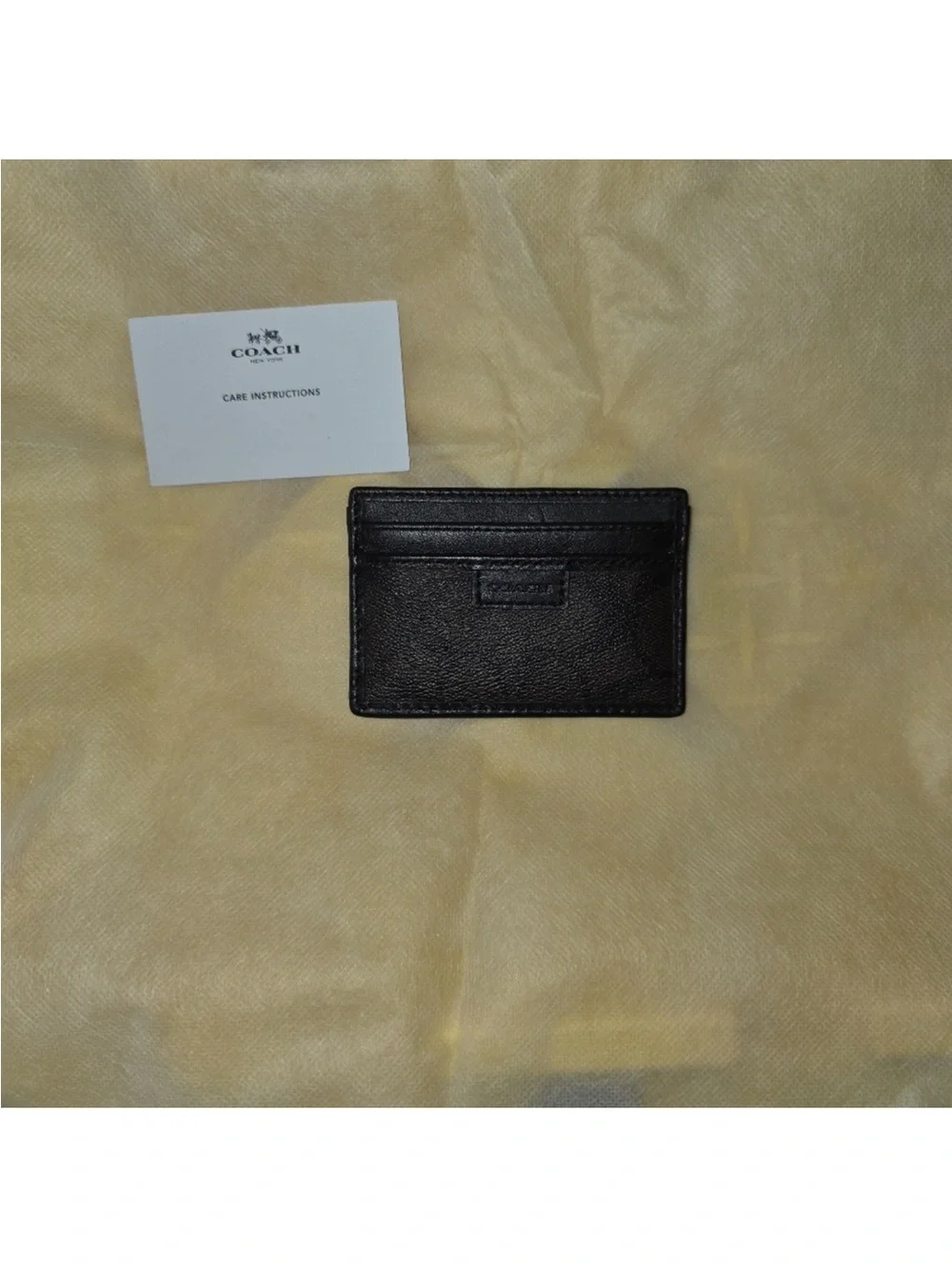 NWOT Coach Brown Leather Slim Card Holder With Care Card.